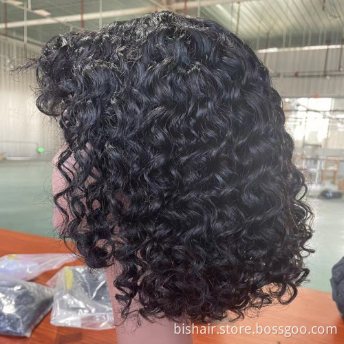 Cheap Machine Made Wig 100% Brazilian Human Hair Pixie Cut Wigs Short Kinky Curly Non Lace Wigs with Bangs for Women